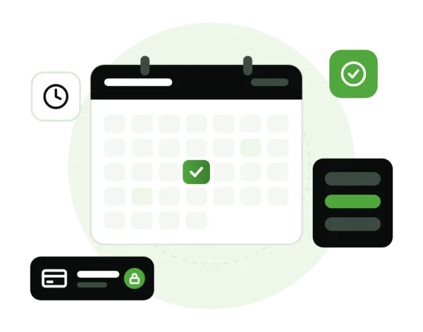 Illustration of a secure network linking a laptop, router, cloud backup, website and marketing reports