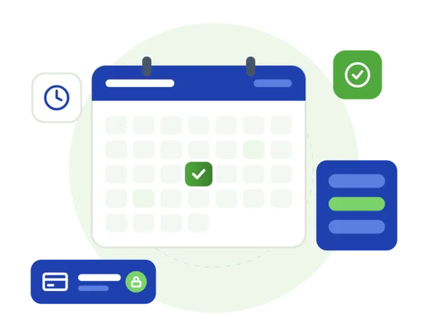 Illustration of a calendar with scheduled tasks ticked off