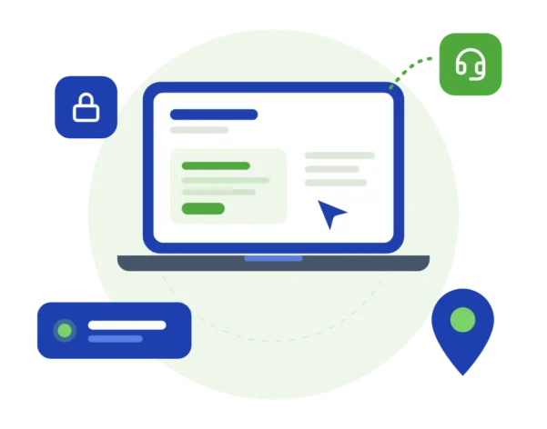 Illustration of a laptop in a secure remote support session