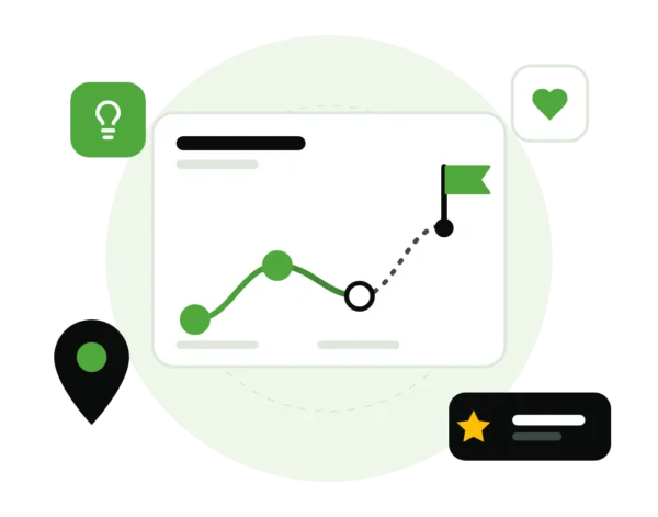 Illustration of a secure network linking a laptop, router, cloud backup, website and marketing reports