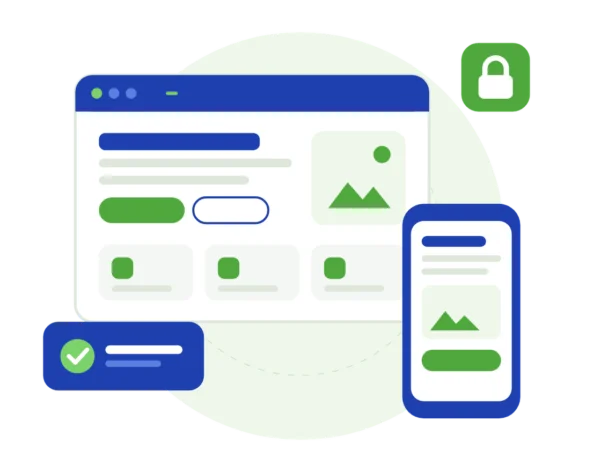 Illustration of a website shown on a computer and a phone